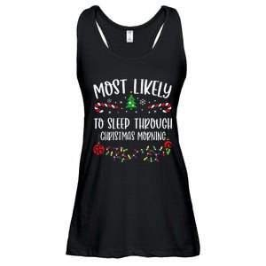 Most Likely To Sleep Through Christmas Morning Funny Christmas Family Matching Ladies Essential Flowy Tank