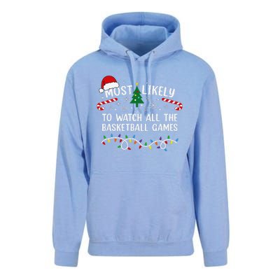 Most Likely To Watch All The Basketball Games Christmas Xmas Unisex Surf Hoodie