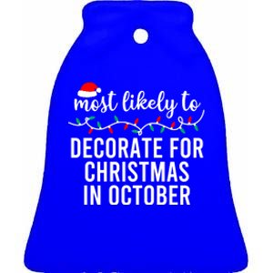 Most Likely To Christmas Gift Matching Family Pajamas Funny Gift Ceramic Bell Ornament