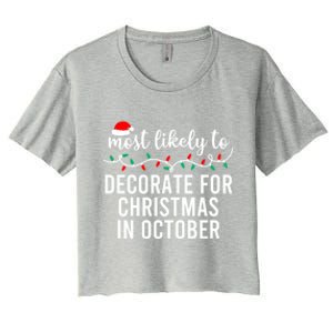 Most Likely To Christmas Gift Matching Family Pajamas Funny Gift Women's Crop Top Tee