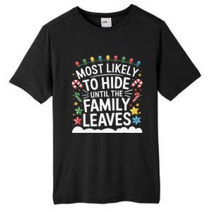 Most Likely To Hide Funny Matching Family Christmas Pajama Tall Fusion ChromaSoft Performance T-Shirt