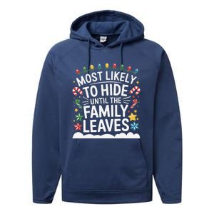 Most Likely To Hide Funny Matching Family Christmas Pajama Performance Fleece Hoodie