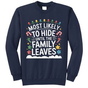 Most Likely To Hide Funny Matching Family Christmas Pajama Sweatshirt