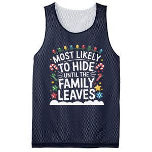 Most Likely To Hide Funny Matching Family Christmas Pajama Mesh Reversible Basketball Jersey Tank