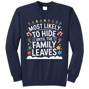 Most Likely To Hide Funny Matching Family Christmas Pajama Tall Sweatshirt