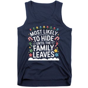 Most Likely To Hide Funny Matching Family Christmas Pajama Tank Top