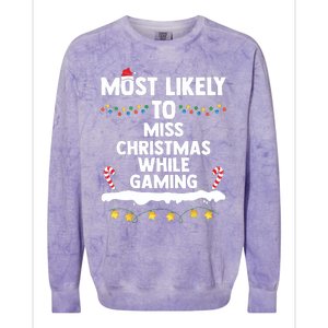 Most Likely To Miss Christmas While Gaming Family Christmas Colorblast Crewneck Sweatshirt