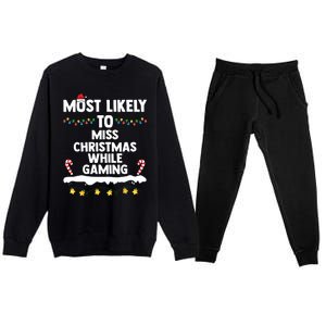 Most Likely To Miss Christmas While Gaming Family Christmas Premium Crewneck Sweatsuit Set