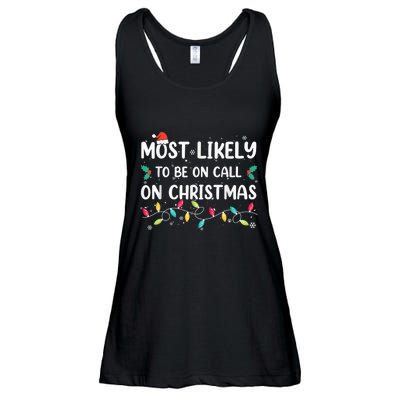 Most Likely To Be On Call On Christmas Xmas Pajamas Ladies Essential Flowy Tank