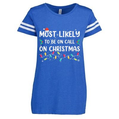 Most Likely To Be On Call On Christmas Xmas Pajamas Enza Ladies Jersey Football T-Shirt