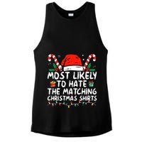 Most Likely To Hate Matching Christmas Funny Family Matching Ladies PosiCharge Tri-Blend Wicking Tank