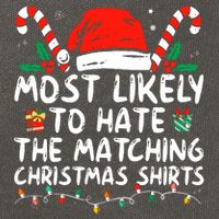 Most Likely To Hate Matching Christmas Funny Family Matching Cotton Canvas Backpack