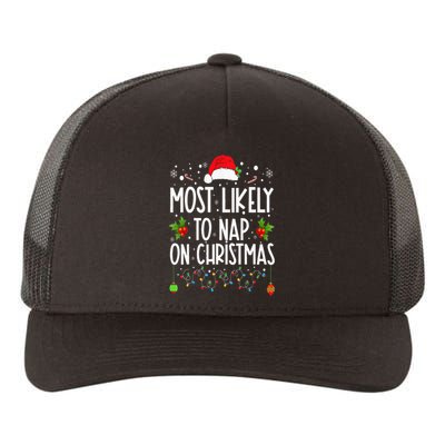 Most Likely To Nap On Christmas Family Christmas Pajamas Yupoong Adult 5-Panel Trucker Hat