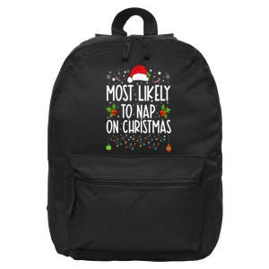 Most Likely To Nap On Christmas Family Christmas Pajamas 16 in Basic Backpack