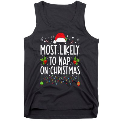 Most Likely To Nap On Christmas Family Christmas Pajamas Tank Top