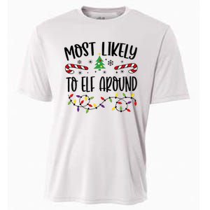 Most Likely To Elf Around Christmas Light Holiday Season Cooling Performance Crew T-Shirt