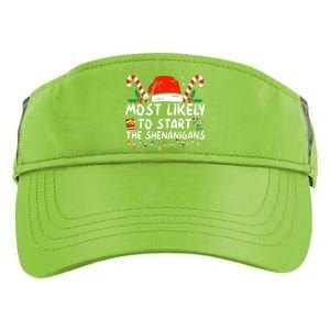 Most Likely To Start The Shenanigans Christmas Family Adult Drive Performance Visor