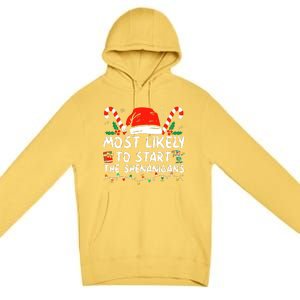 Most Likely To Start The Shenanigans Christmas Family Premium Pullover Hoodie