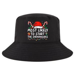 Most Likely To Start The Shenanigans Christmas Family Cool Comfort Performance Bucket Hat