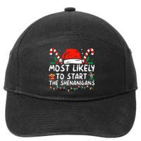 Most Likely To Start The Shenanigans Christmas Family 7-Panel Snapback Hat