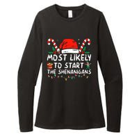 Most Likely To Start The Shenanigans Christmas Family Womens CVC Long Sleeve Shirt