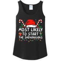 Most Likely To Start The Shenanigans Christmas Family Ladies Essential Tank