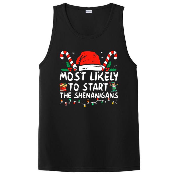 Most Likely To Start The Shenanigans Christmas Family PosiCharge Competitor Tank