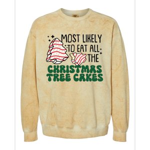 Most Likely To Eat All The Christmas Tree Cake Gift Colorblast Crewneck Sweatshirt