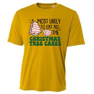 Most Likely To Eat All The Christmas Tree Cake Gift Cooling Performance Crew T-Shirt