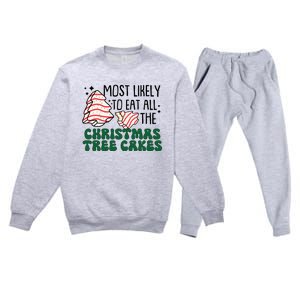 Most Likely To Eat All The Christmas Tree Cake Gift Premium Crewneck Sweatsuit Set