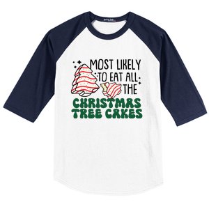 Most Likely To Eat All The Christmas Tree Cake Gift Baseball Sleeve Shirt