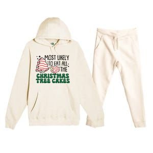 Most Likely To Eat All The Christmas Tree Cake Gift Premium Hooded Sweatsuit Set