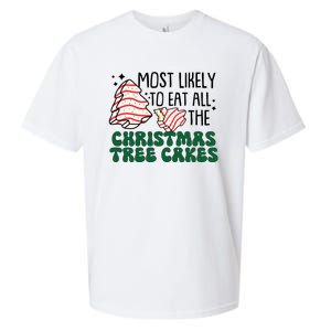 Most Likely To Eat All The Christmas Tree Cake Gift Sueded Cloud Jersey T-Shirt