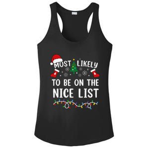 Most Likely To Be On The Nice List Matching Christmas Ladies PosiCharge Competitor Racerback Tank