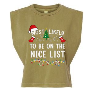 Most Likely To Be On The Nice List Matching Christmas Garment-Dyed Women's Muscle Tee