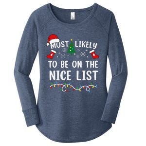 Most Likely To Be On The Nice List Matching Christmas Women's Perfect Tri Tunic Long Sleeve Shirt