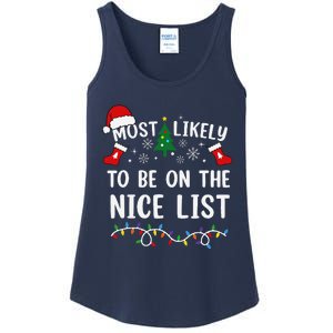 Most Likely To Be On The Nice List Matching Christmas Ladies Essential Tank