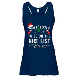 Most Likely To Be On The Nice List Matching Christmas Ladies Essential Flowy Tank