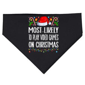 Most Likely To Play Video Games On Christmas Funny Pajamas USA-Made Doggie Bandana