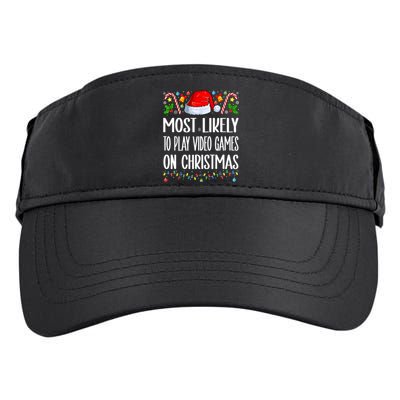 Most Likely To Play Video Games On Christmas Funny Pajamas Adult Drive Performance Visor