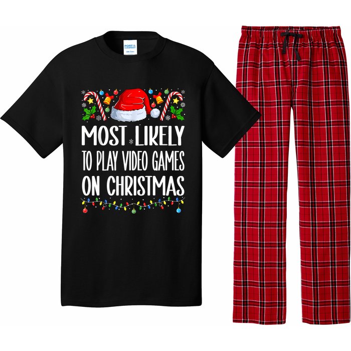 Most Likely To Play Video Games On Christmas Funny Pajamas Pajama Set