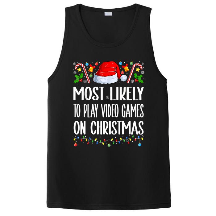 Most Likely To Play Video Games On Christmas Funny Pajamas PosiCharge Competitor Tank