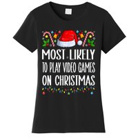 Most Likely To Play Video Games On Christmas Funny Pajamas Women's T-Shirt