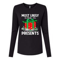 Most Likely To Shake The Presents Christmas Family Womens Cotton Relaxed Long Sleeve T-Shirt