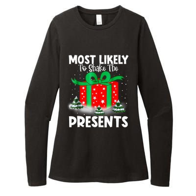 Most Likely To Shake The Presents Christmas Family Womens CVC Long Sleeve Shirt