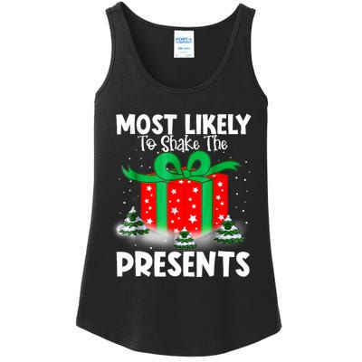 Most Likely To Shake The Presents Christmas Family Ladies Essential Tank