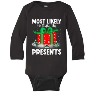 Most Likely To Shake The Presents Christmas Family Baby Long Sleeve Bodysuit