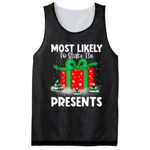 Most Likely To Shake The Presents Christmas Family Mesh Reversible Basketball Jersey Tank