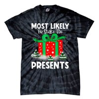 Most Likely To Shake The Presents Christmas Family Tie-Dye T-Shirt