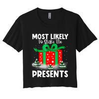 Most Likely To Shake The Presents Christmas Family Women's Crop Top Tee